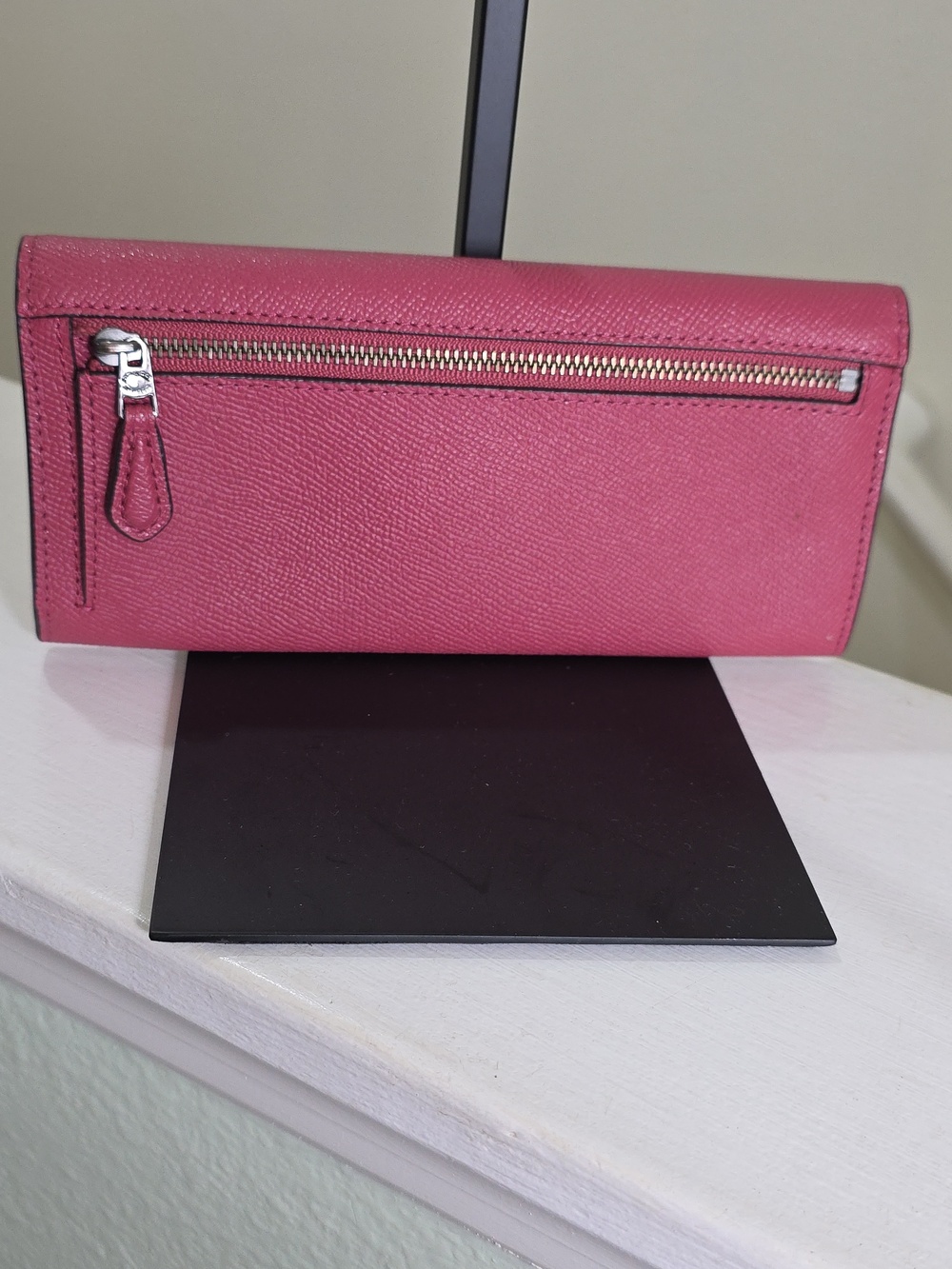 COACH 57536 PINK CROSSGRAIN LEATHER COLORBLOCK SOFT WALLET VGUC - Picture 8 of 16
